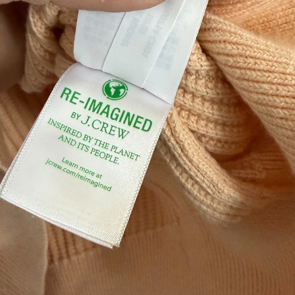 J.Crew Puff Sleeve Sweater Womens Peach Excellent Ribbed Cotton‎ Cashmere L